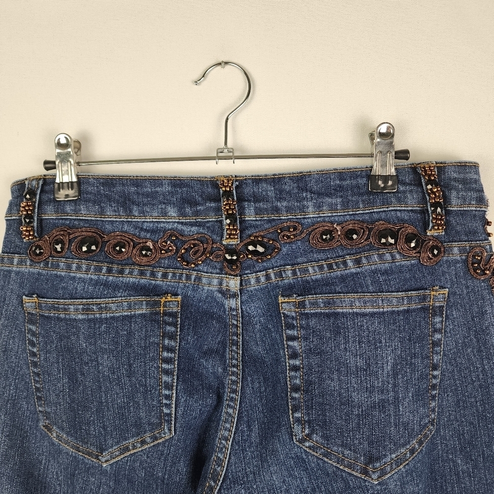Cache Elaborate Jewel Embellish Embroidery Western Cowgirl Flair Jeans Sz 8 Y2K - Picture 5 of 9